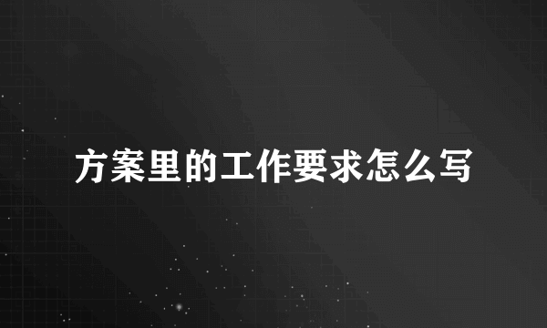 方案里的工作要求怎么写