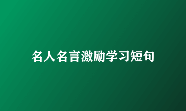 名人名言激励学习短句