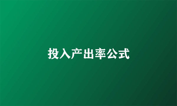 投入产出率公式