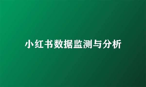 小红书数据监测与分析