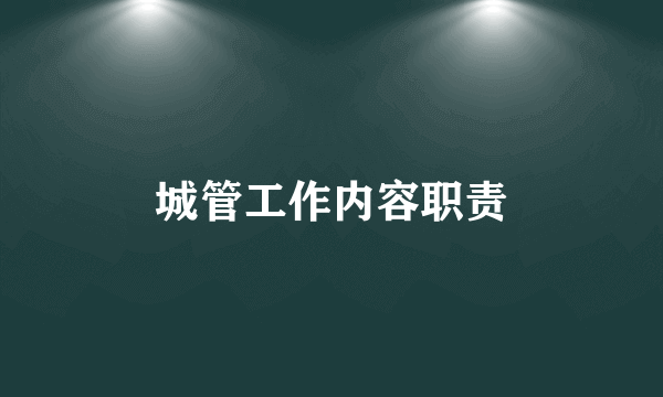 城管工作内容职责