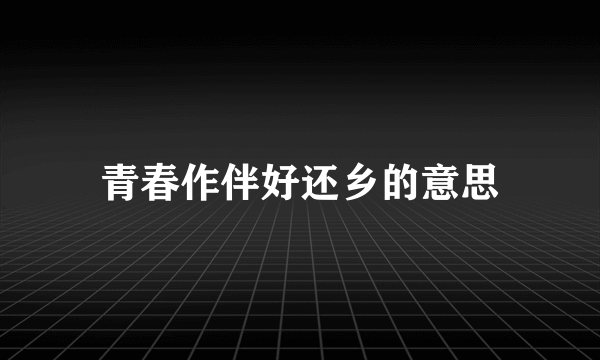 青春作伴好还乡的意思