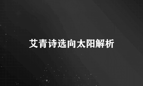 艾青诗选向太阳解析