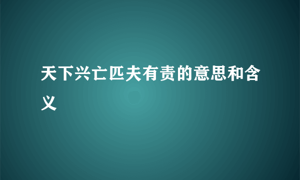天下兴亡匹夫有责的意思和含义