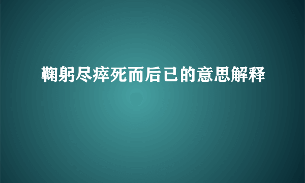 鞠躬尽瘁死而后已的意思解释