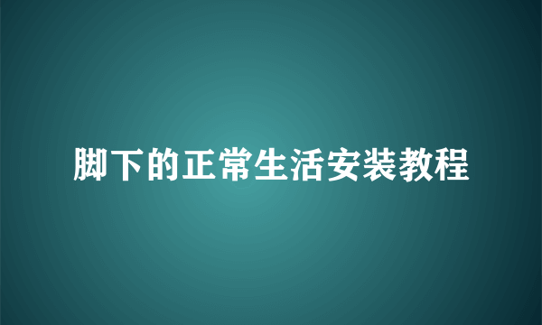 脚下的正常生活安装教程