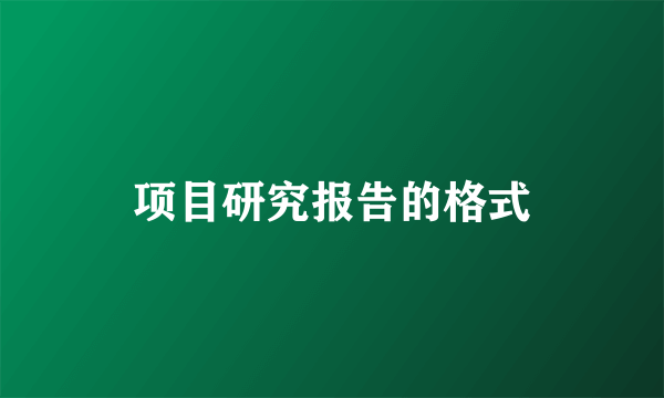 项目研究报告的格式