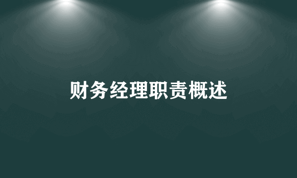 财务经理职责概述