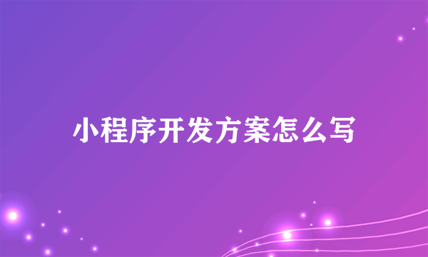 小程序开发方案怎么写