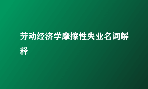 劳动经济学摩擦性失业名词解释