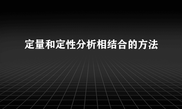 定量和定性分析相结合的方法