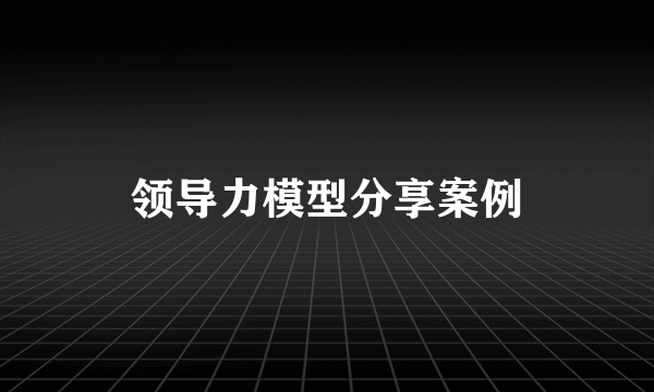 领导力模型分享案例