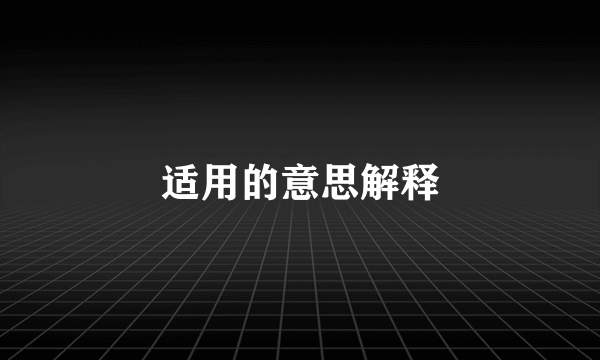 适用的意思解释