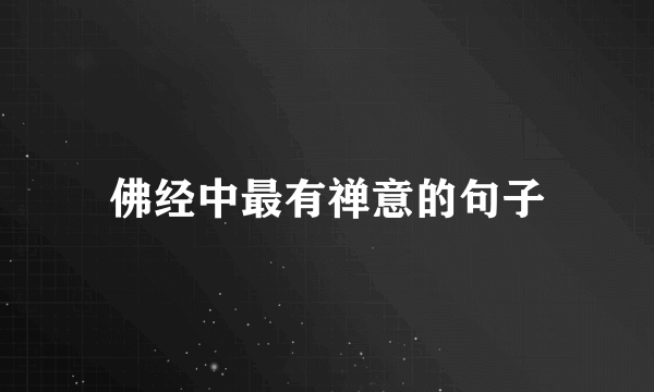佛经中最有禅意的句子