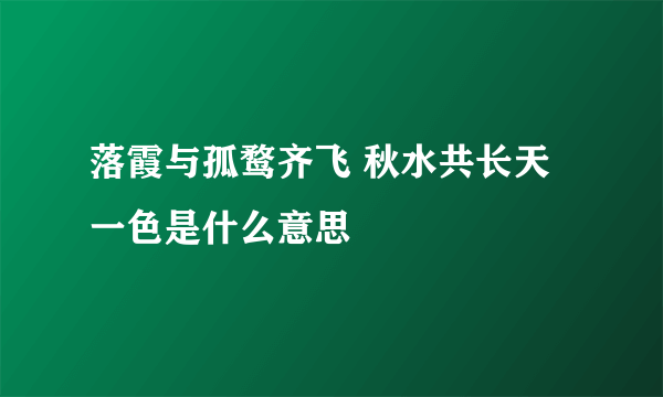 落霞与孤鹜齐飞 秋水共长天一色是什么意思