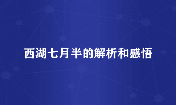 西湖七月半的解析和感悟