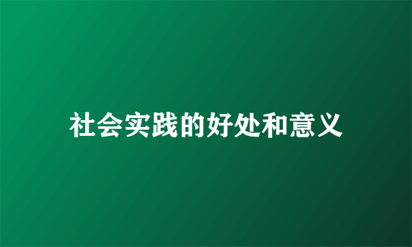 社会实践的好处和意义