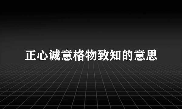 正心诚意格物致知的意思