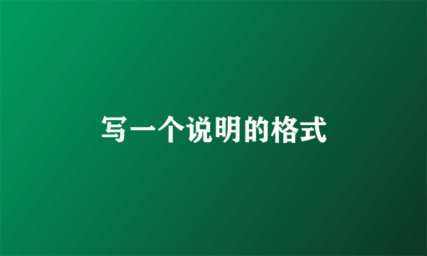 写一个说明的格式