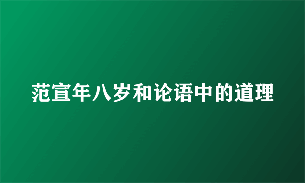 范宣年八岁和论语中的道理
