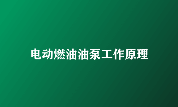 电动燃油油泵工作原理