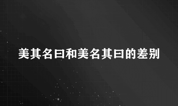 美其名曰和美名其曰的差别