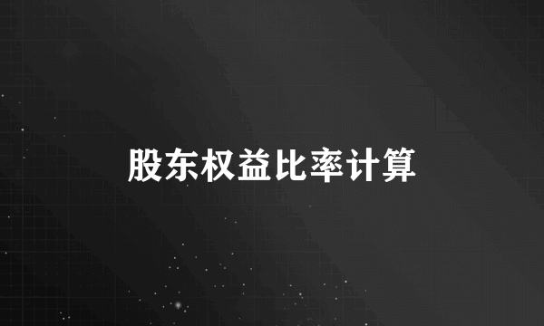 股东权益比率计算