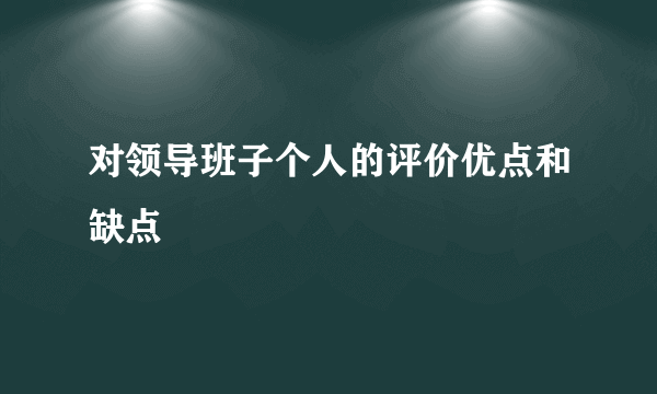 对领导班子个人的评价优点和缺点
