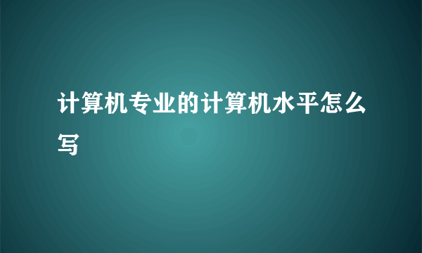 计算机专业的计算机水平怎么写