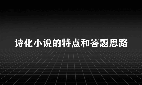 诗化小说的特点和答题思路