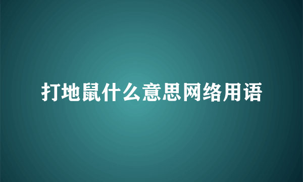 打地鼠什么意思网络用语