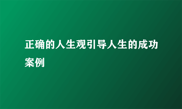 正确的人生观引导人生的成功案例