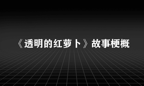 《透明的红萝卜》故事梗概