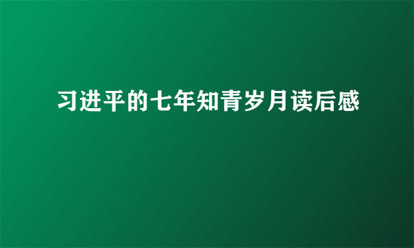 习进平的七年知青岁月读后感