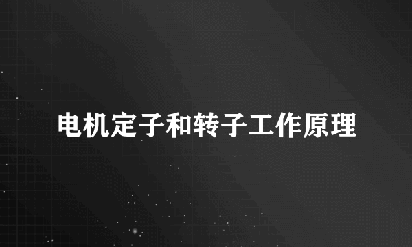 电机定子和转子工作原理