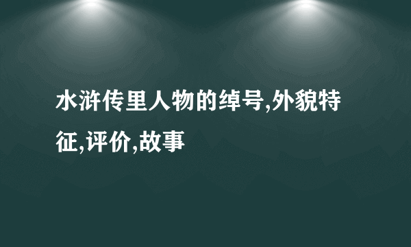 水浒传里人物的绰号,外貌特征,评价,故事