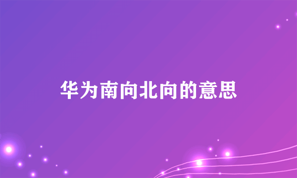 华为南向北向的意思