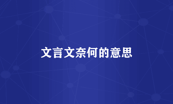 文言文奈何的意思
