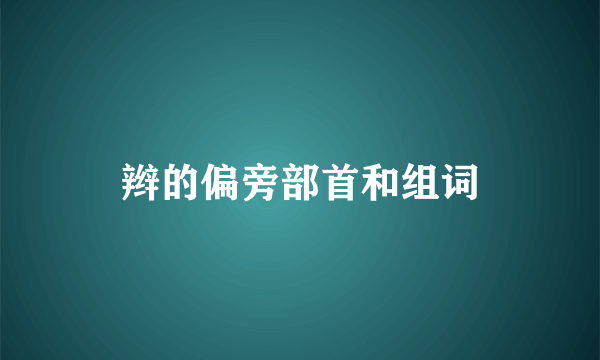 辫的偏旁部首和组词