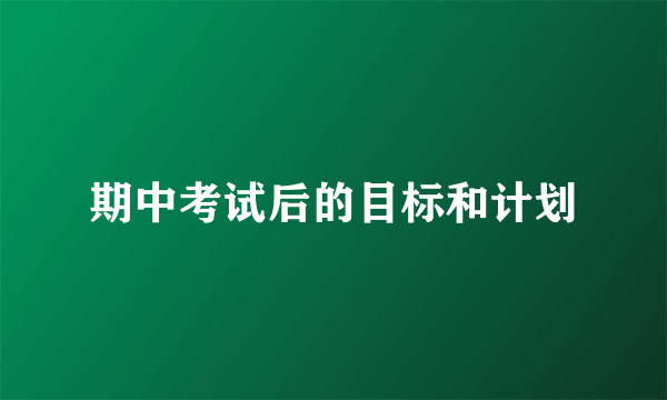 期中考试后的目标和计划