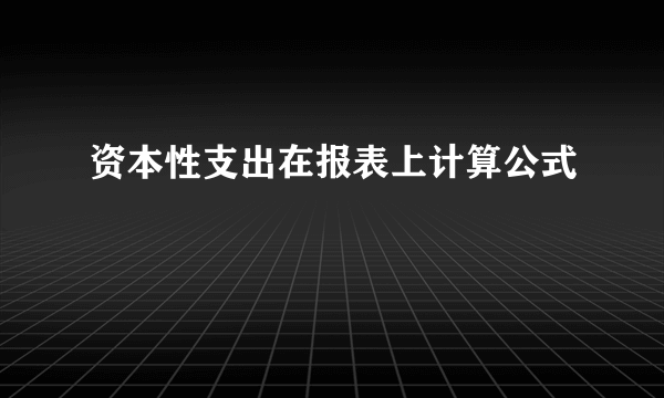 资本性支出在报表上计算公式