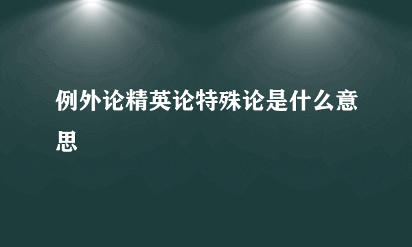 例外论精英论特殊论是什么意思