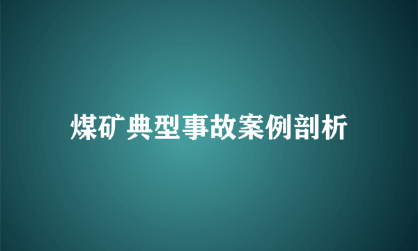 煤矿典型事故案例剖析