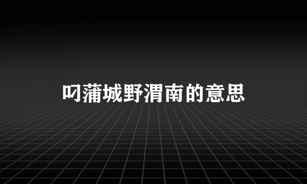 叼蒲城野渭南的意思