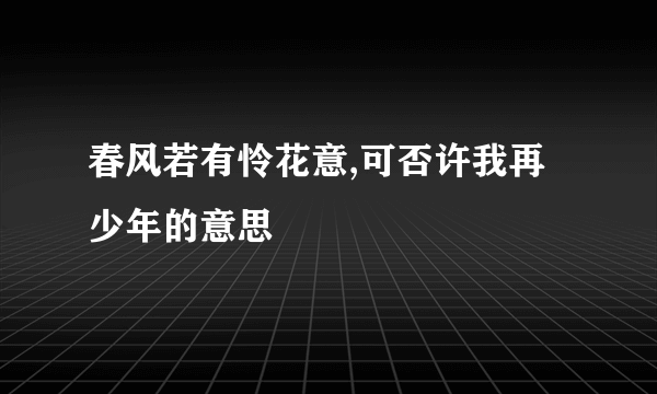 春风若有怜花意,可否许我再少年的意思