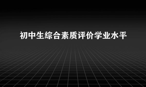 初中生综合素质评价学业水平