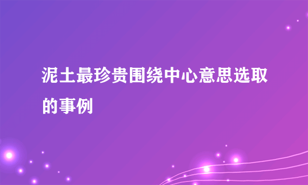 泥土最珍贵围绕中心意思选取的事例