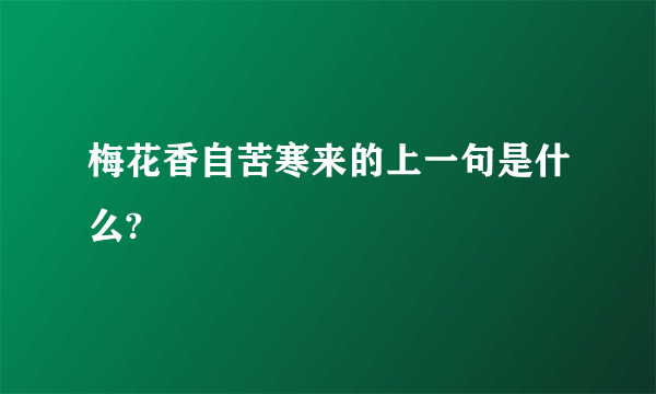 梅花香自苦寒来的上一句是什么?