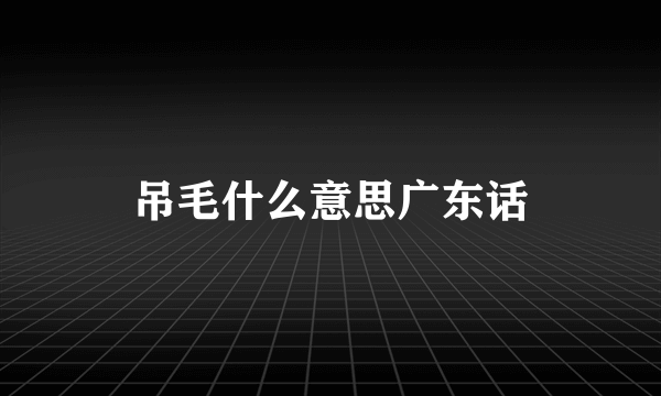 吊毛什么意思广东话