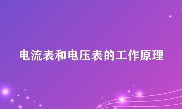 电流表和电压表的工作原理